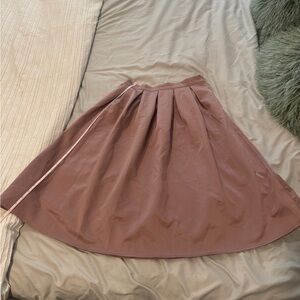 Pleated A-Line Midi Skirt in Mauve Pink / Purple US 6 26” W